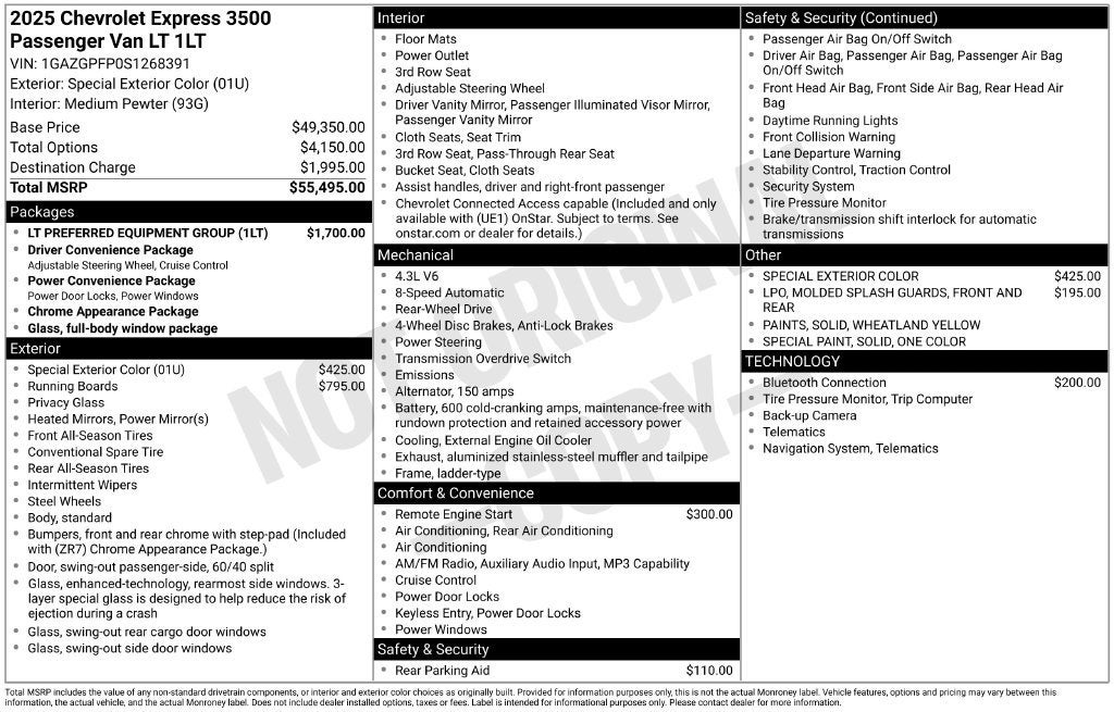 2025 Chevrolet Express Passenger 1LT