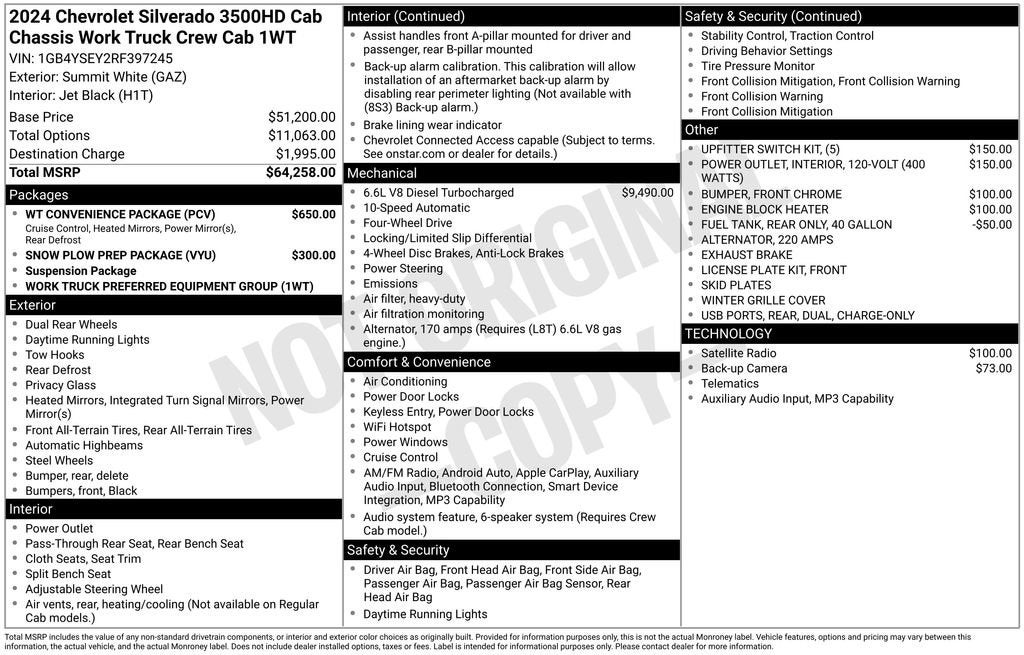 2024 Chevrolet Silverado 3500 HD Chassis Cab Work Truck