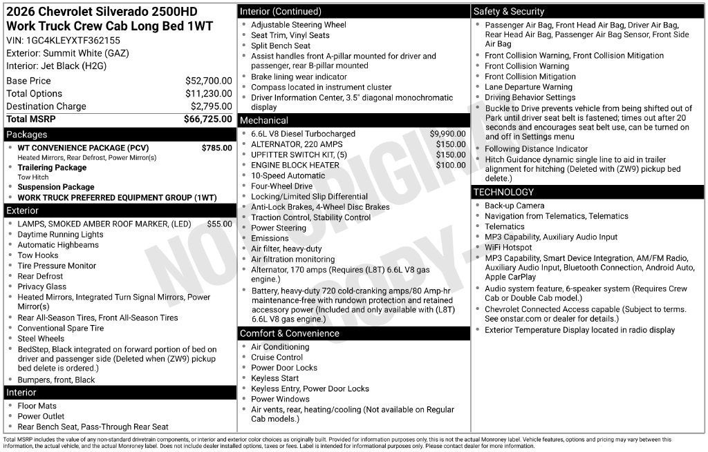 2026 Chevrolet Silverado 2500 HD WT