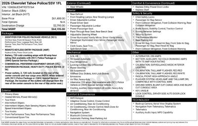 2026 Chevrolet Tahoe Police Package Commercial