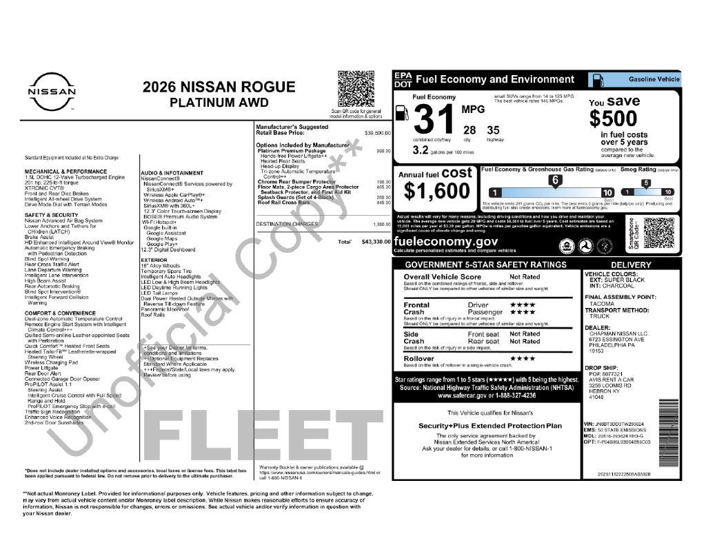 2026 Nissan Rogue Platinum